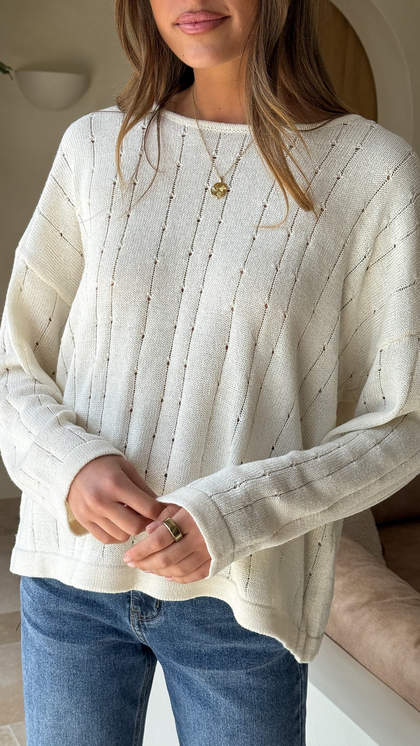 Mia Long Sleeve Top - Cream