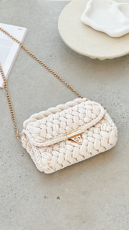 Annabel Chunky Plaited Handbag - Light Cream