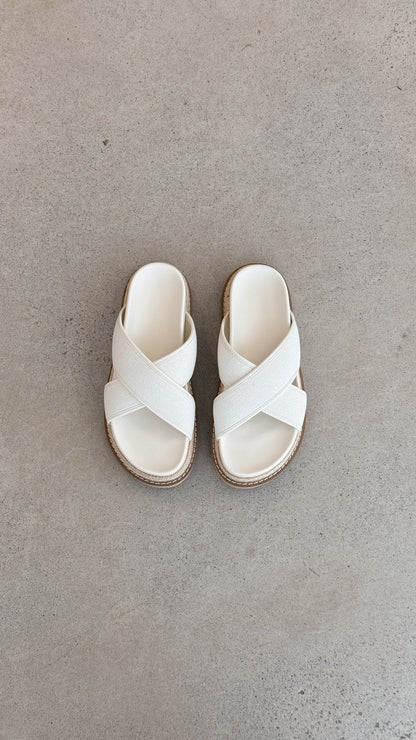 Aysha Slides - Cream Linen