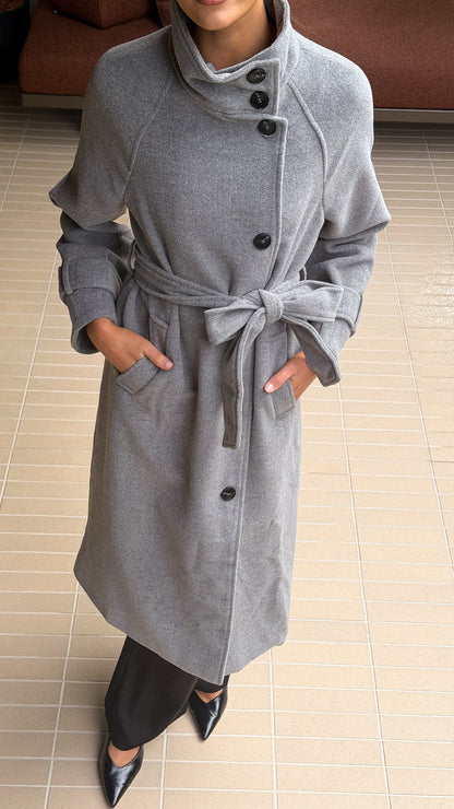 Eden Funnel Neck Coat - Grey