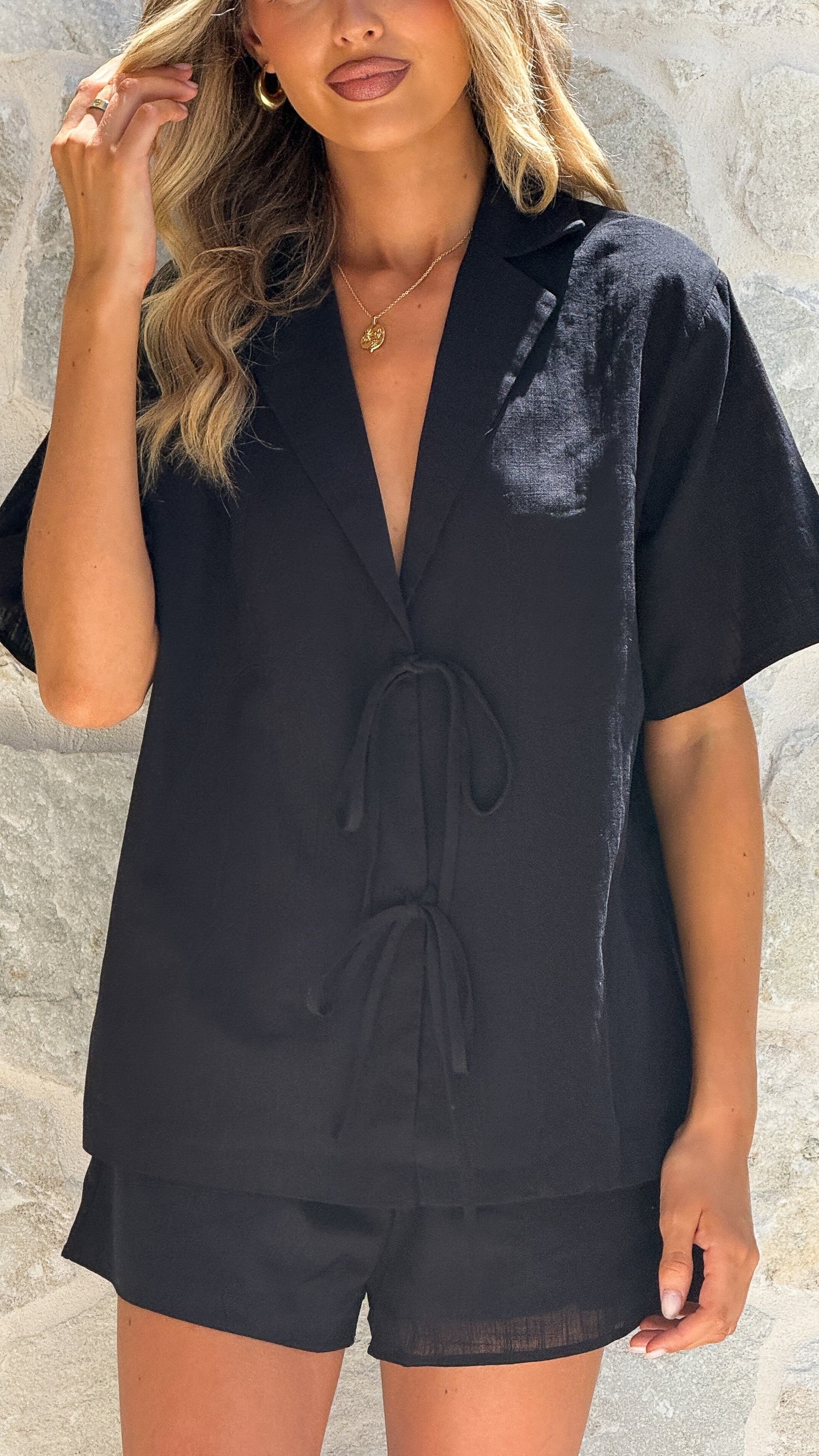 Vesper Top and Shorts Set - Black