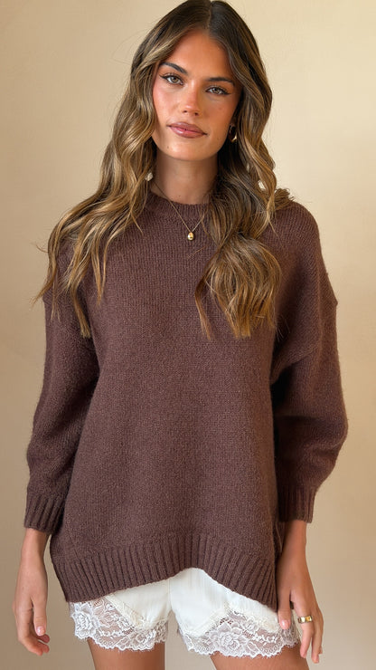 Belle Knit Sweater - Brown
