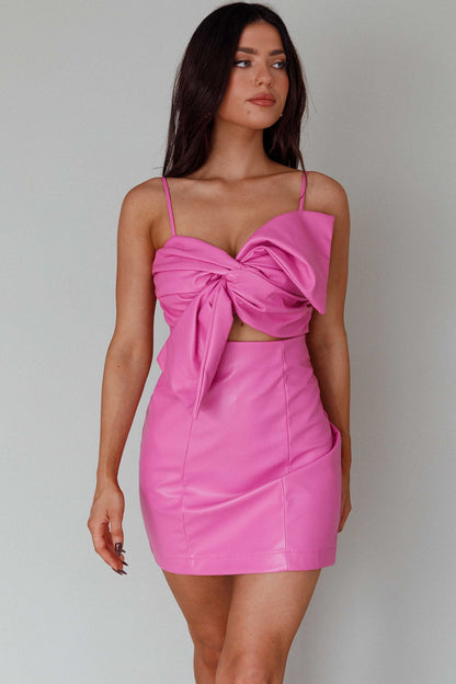 Dominika Faux Leather Mini Dress Pink