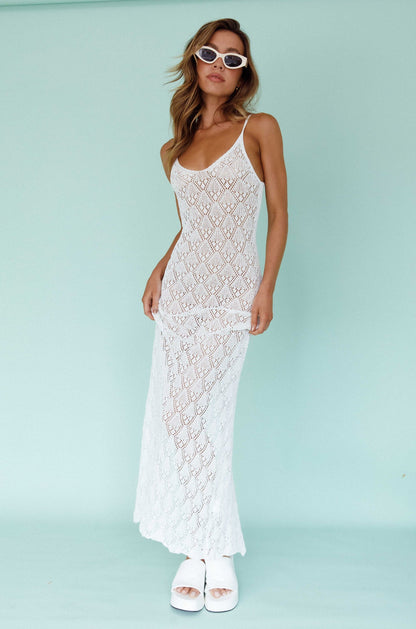 Maldives Knit Maxi Dress White