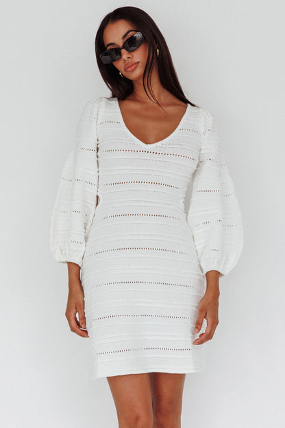 Meredith Long Sleeve Cut-Out Mini Dress White