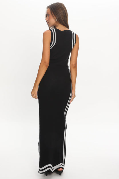 Roselynne Square Neck Knit Maxi Dress Black