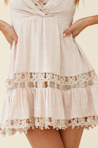 Chloye Sleeveless Lace-Up Back Dress Nude