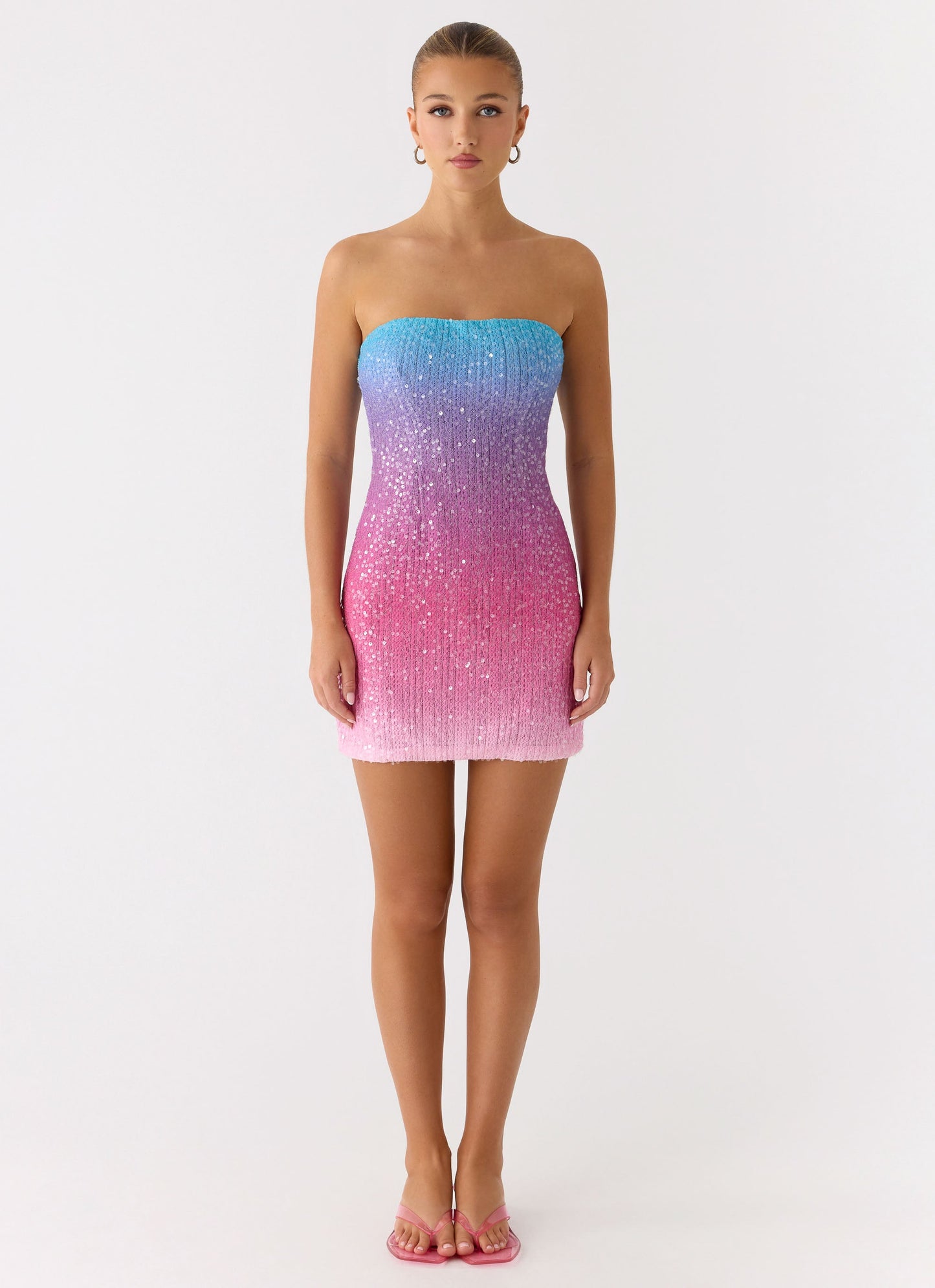 Step Closer Sequin Knit Mini Dress - Disco Ombre