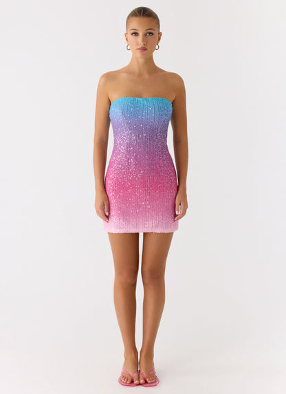 Step Closer Sequin Knit Mini Dress - Disco Ombre