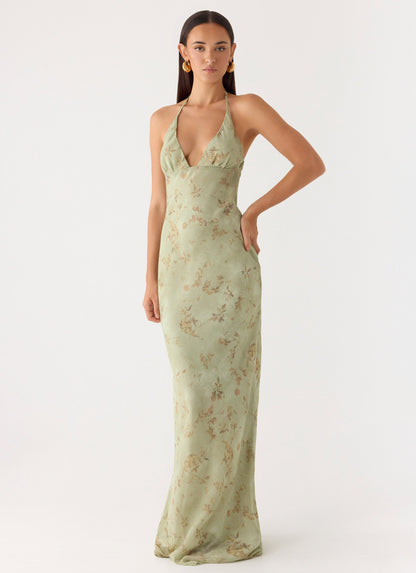 Ultra Quiet Halter Maxi Dress - Wispy Fern