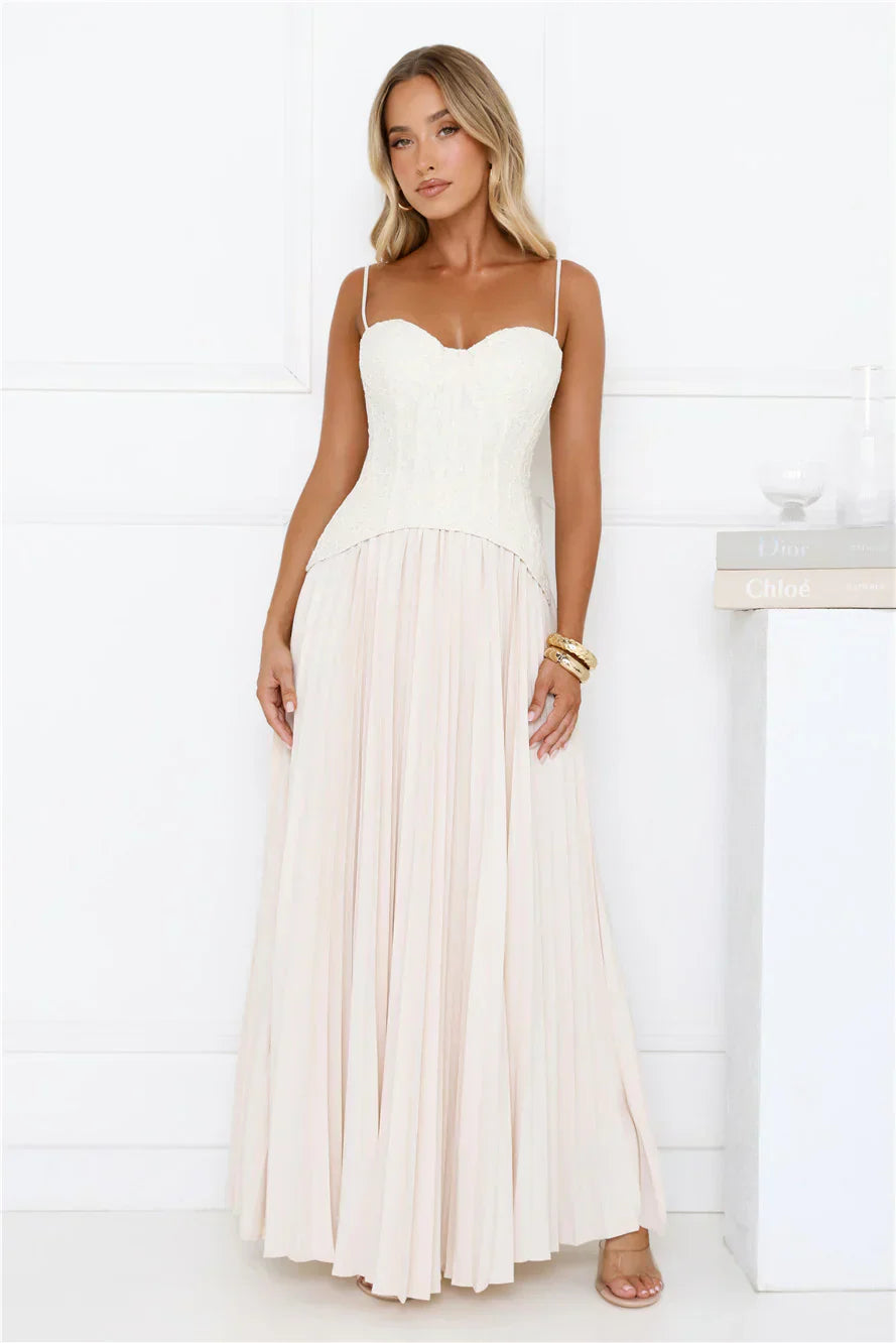 Antique Roses Lace Maxi Dress Cream