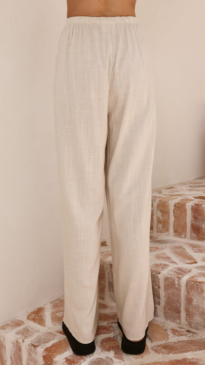 Yuki Strapless Top and Pants Set - Oatmeal