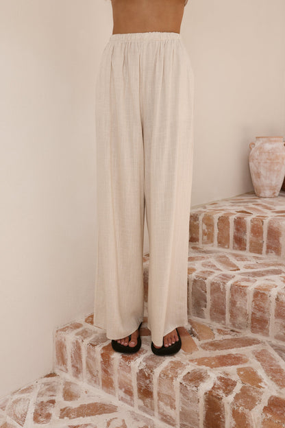 Yuki Strapless Top and Pants Set - Oatmeal