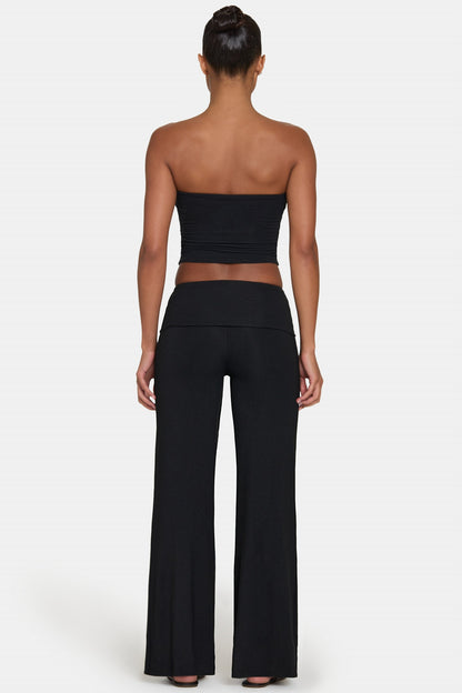 ButterCloud™ Tie-Waist Wide-Leg Trousers in Black