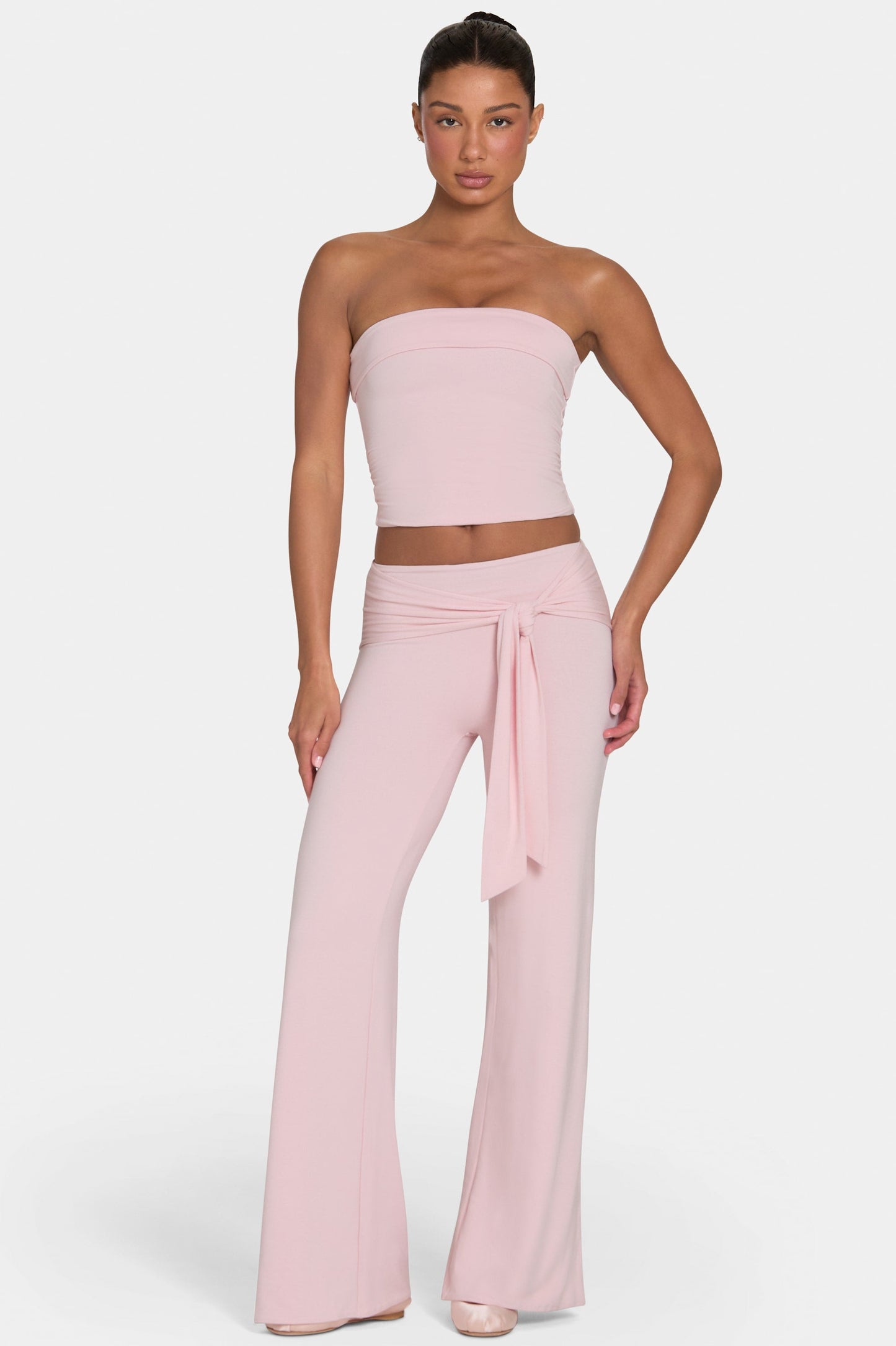 ButterCloud™ Tie-Waist Wide-Leg Trousers in Blush