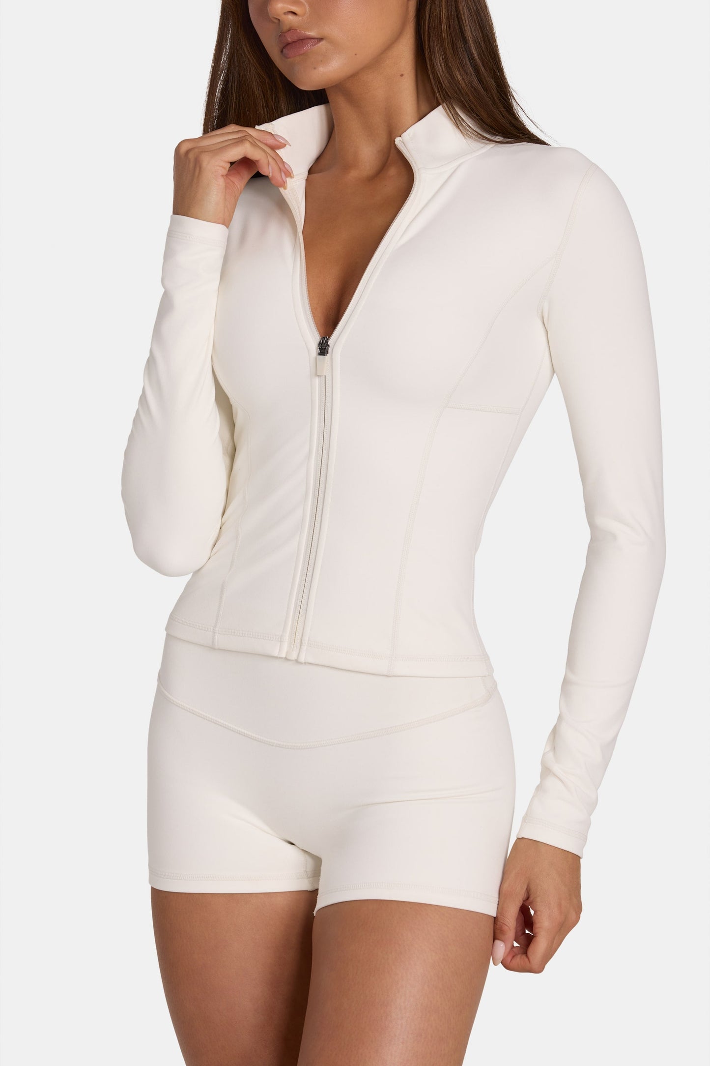 Soft Active Zip-Up Jacket in Coconut