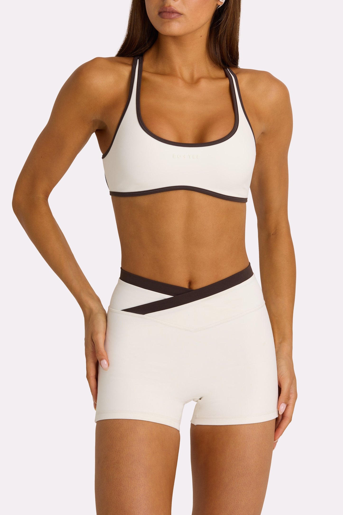 Soft Active Wrap Waist Shorts in Coconut