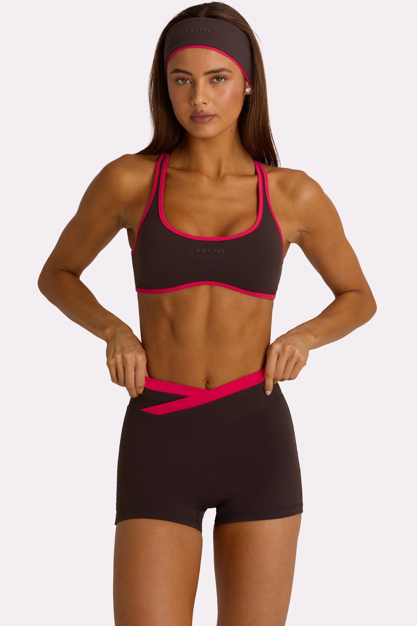 Soft Active Wrap Waist Shorts in Truffle