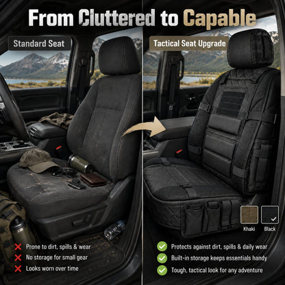 Tactical MOLLE Car Seat Cover Organizer – Rugged Protection & Smart Storage