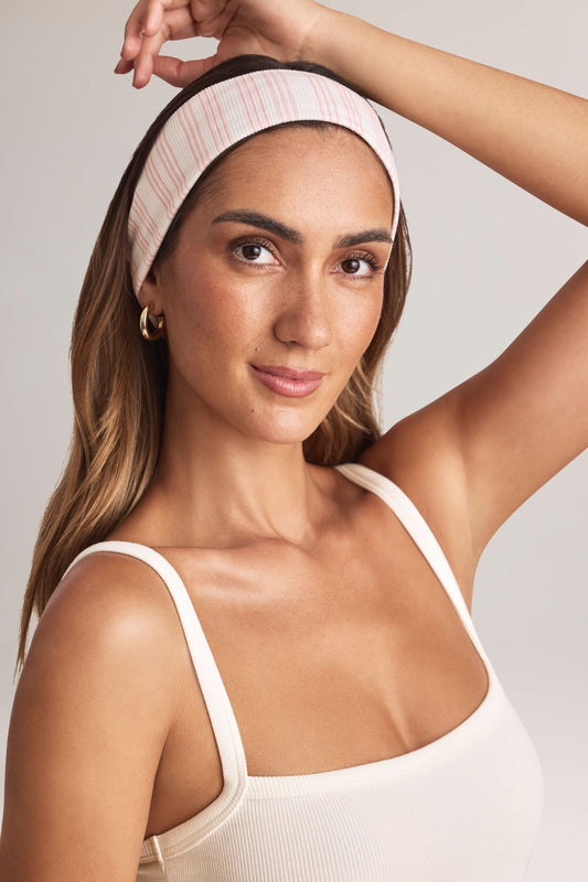 Modal Ribbed Headband in Stripe Print