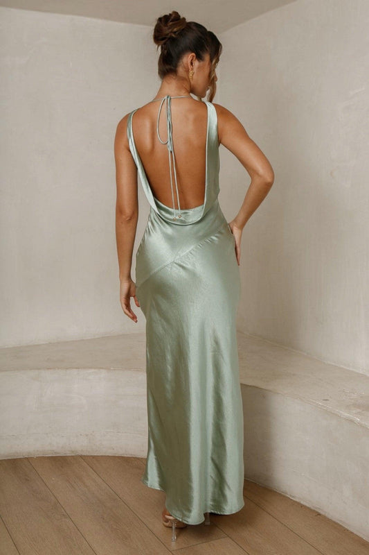 Cassandra Cowl Neck Maxi Dress - Pistachio
