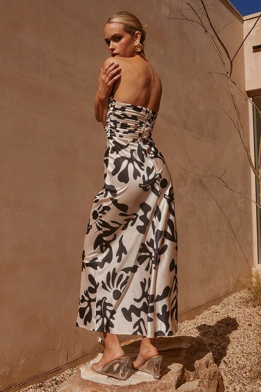Melany Long Midi Dress - Sand Botanica