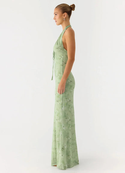 Ask You Twice Maxi Dress - Blurred Lime