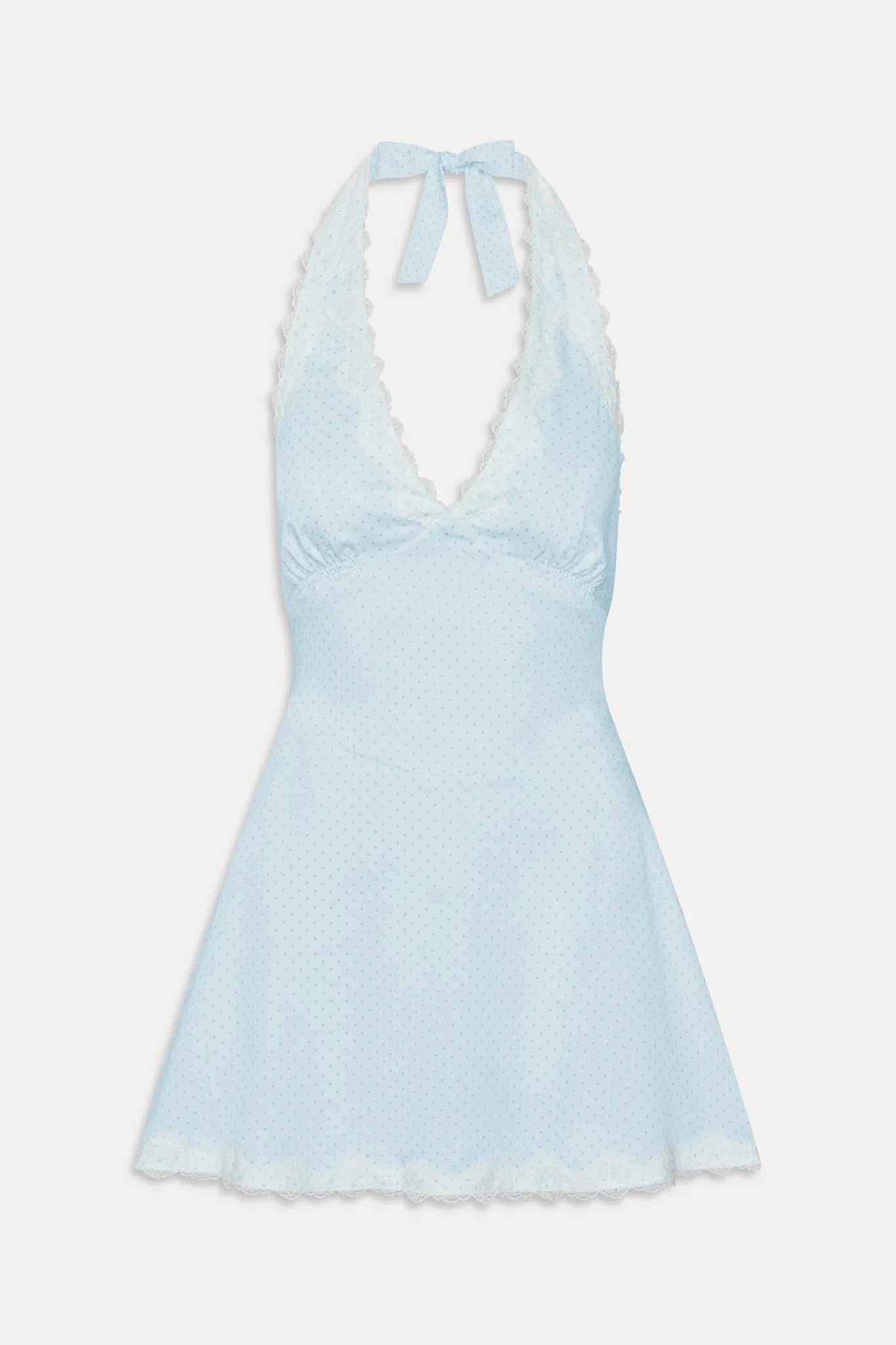 Audrey Satin Mini Dress - Sweet Pea Blue