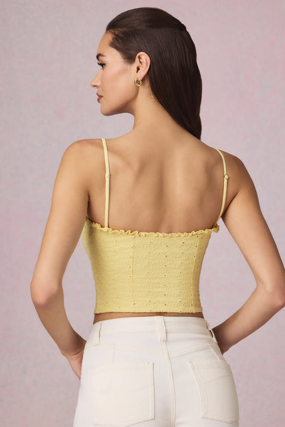 Modal Broderie Anglaise Camisole Top in Lemon Yellow