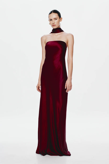 Misha Lilia Satin Gown - Port