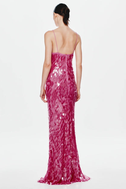 Misha Sapphire Sequin Maxi Dress - Fuchsia