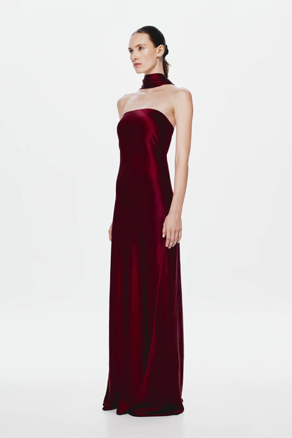 Misha Lilia Satin Gown - Port