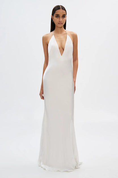 Misha Honor Satin Maxi Dress - Ivory