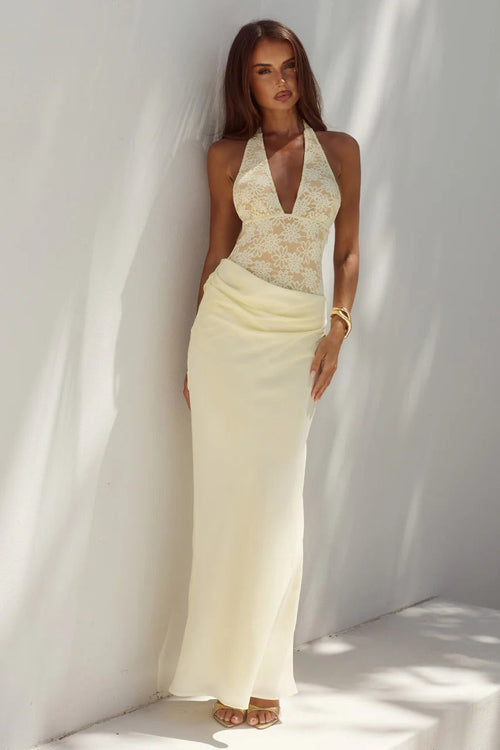 Lina Halter Maxi Dress - Lemon