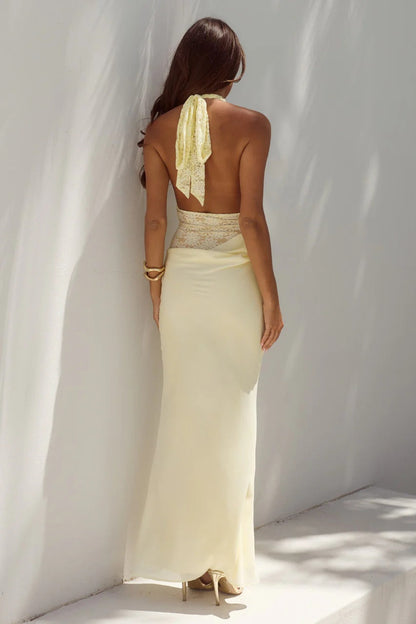 Lina Halter Maxi Dress - Lemon