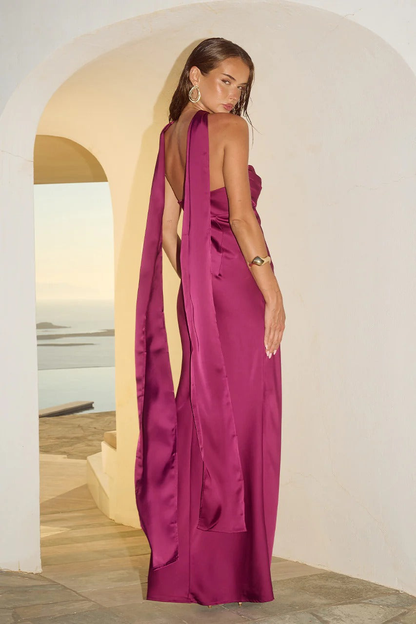 Madeleine Strapless Maxi Dress - Plum