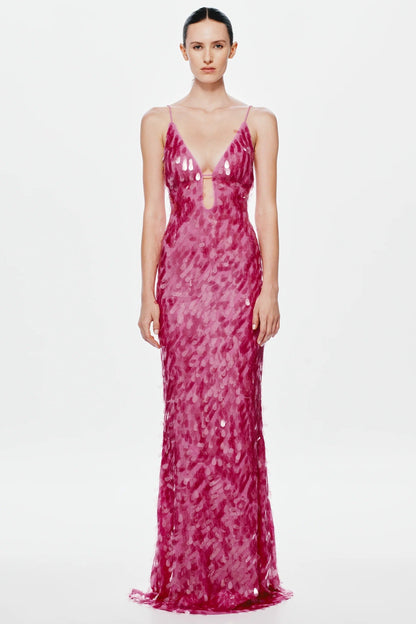 Misha Sapphire Sequin Maxi Dress - Fuchsia