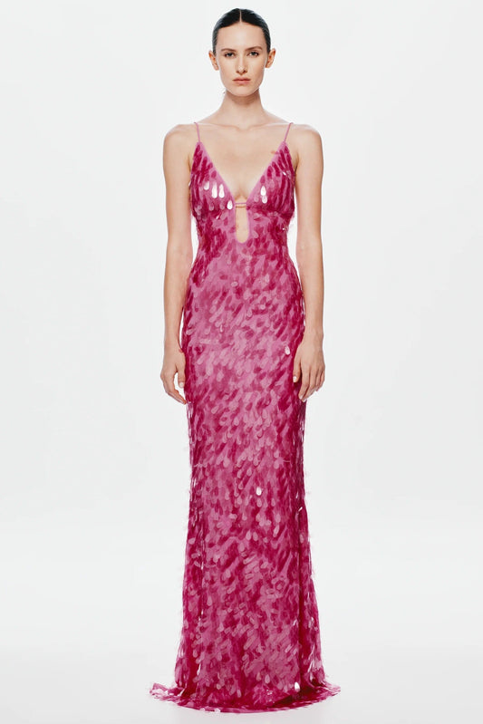 Misha Sapphire Sequin Maxi Dress - Fuchsia