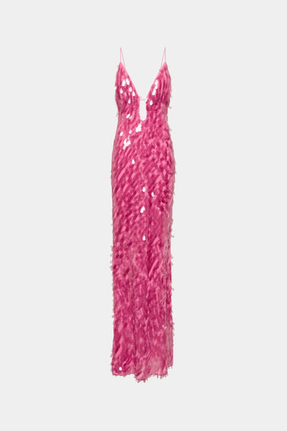 Misha Sapphire Sequin Maxi Dress - Fuchsia
