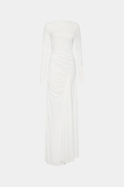 Misha Glacier Cupro Long Sleeve Maxi Dress - Ivory