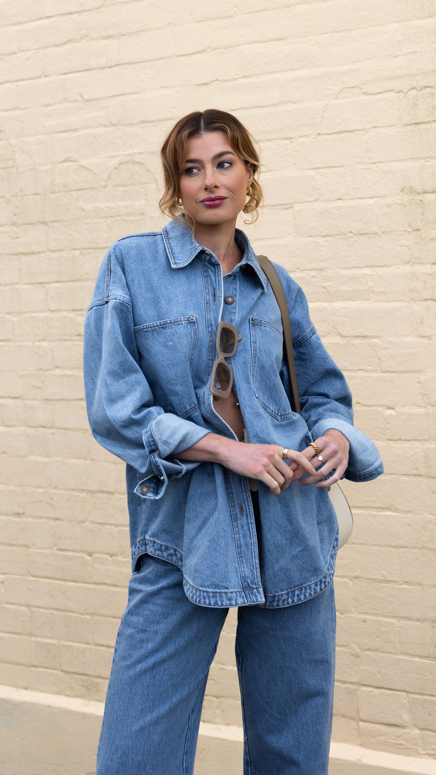 Zaeli Denim Oversized Shirt - Mid Blue