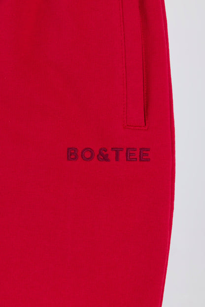 Soft Cotton Jersey Mid-Rise Wide-Leg Joggers in Hot Red