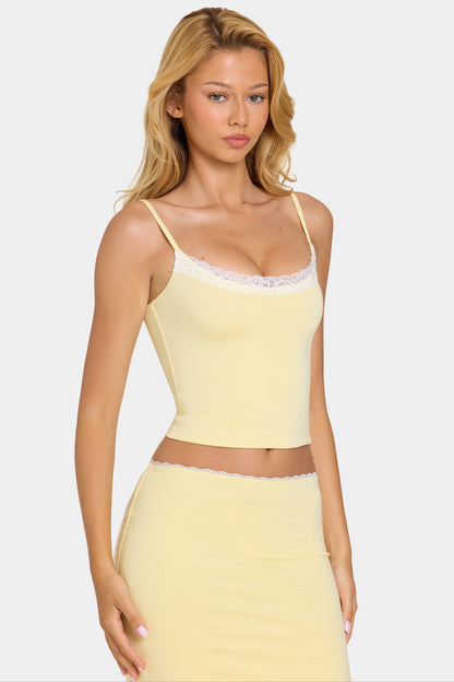 Modal Lace-Trim Top in Butter