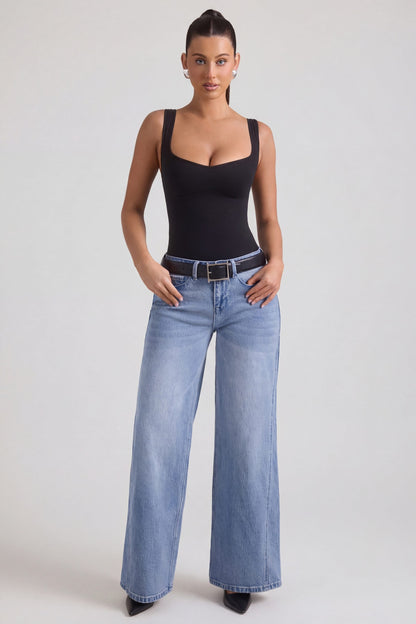 Low-Rise Wide-Leg Jeans in Vintage Wash