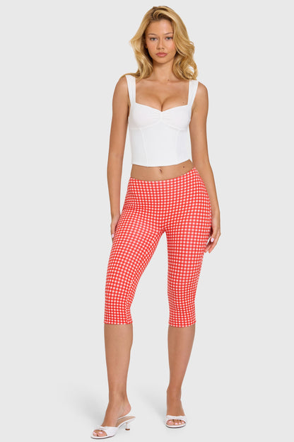 Modal Capri Leggings in Red Gingham