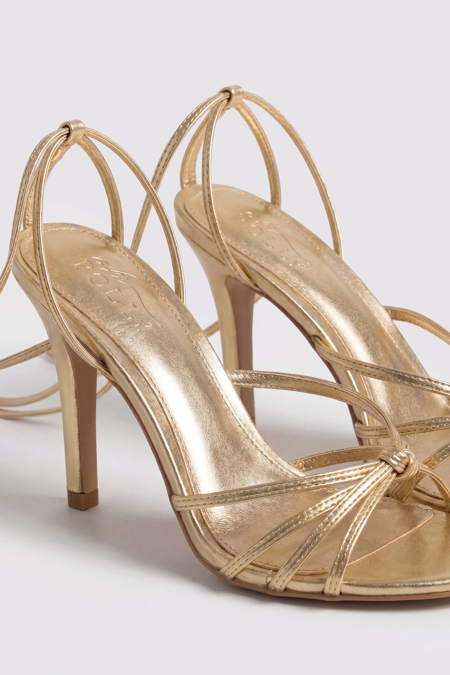 Lace-Up Heeled Sandal in Gold