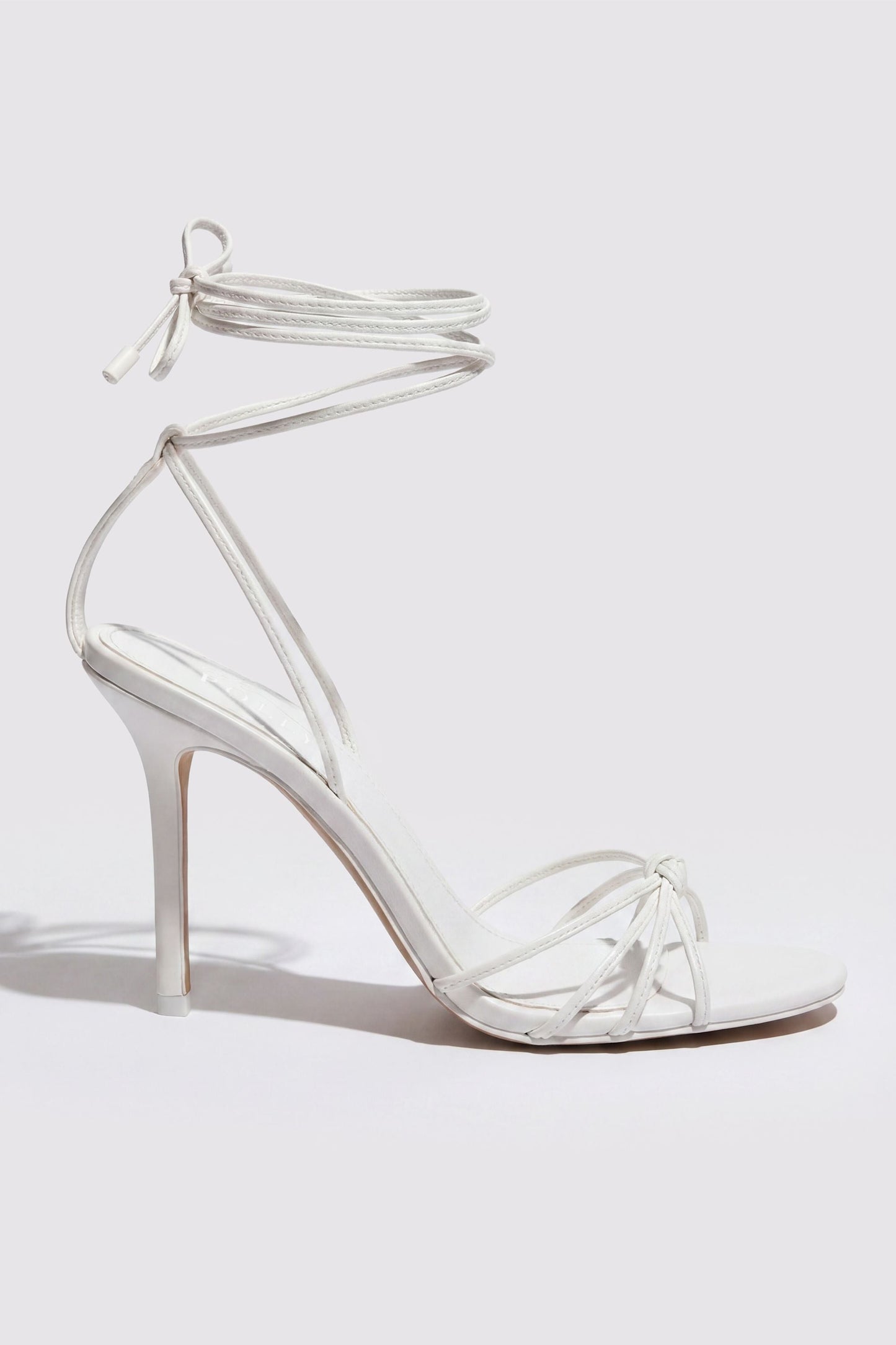 Lace-Up Heeled Sandal in White