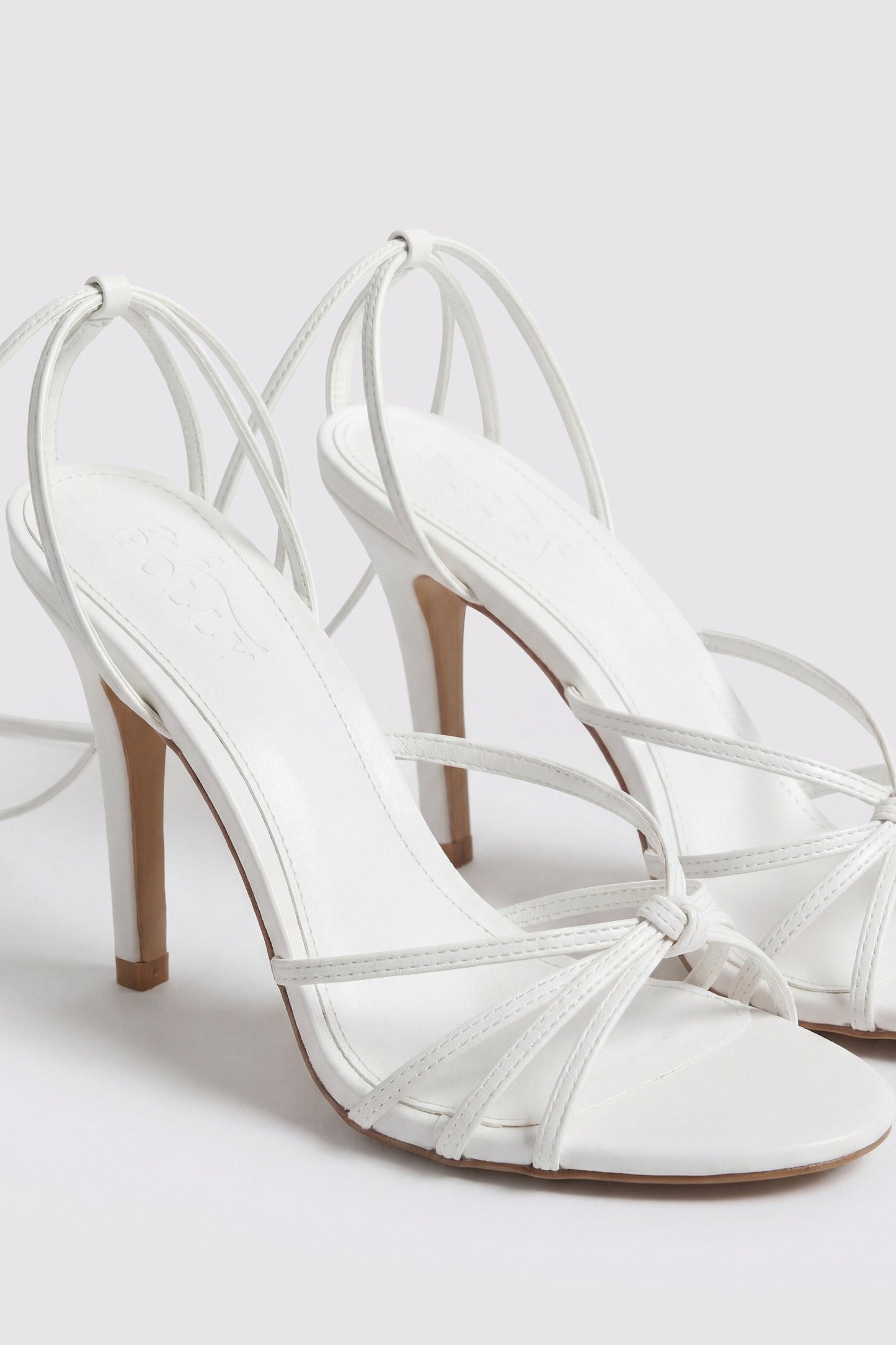 Lace-Up Heeled Sandal in White