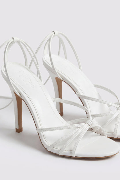 Lace-Up Heeled Sandal in White