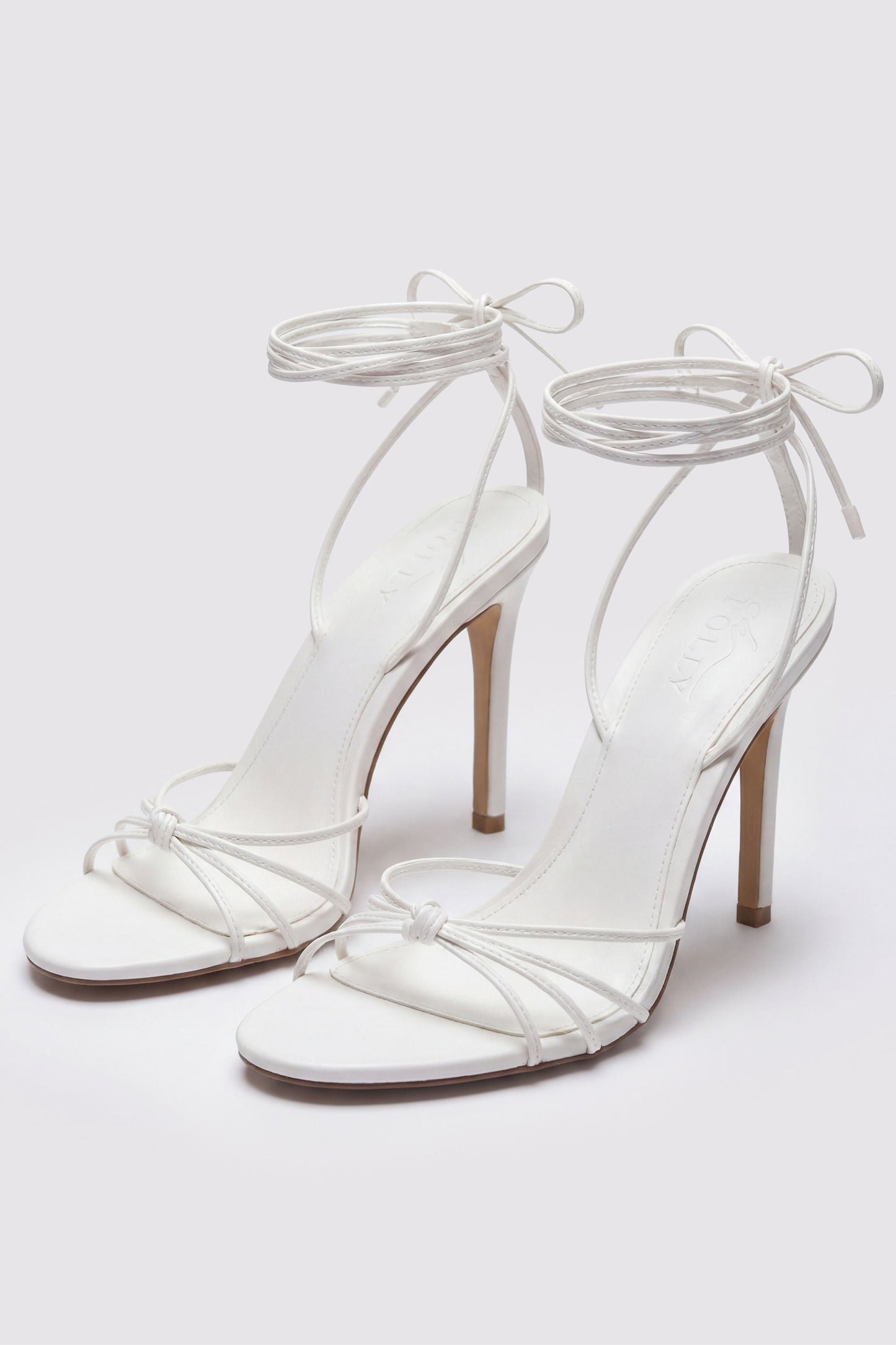 Lace-Up Heeled Sandal in White